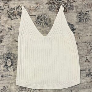 Express White Ribbed V-Neck Camisole